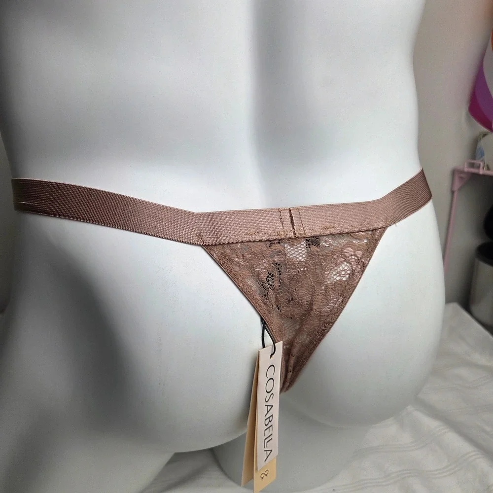Cosabella Luxurious sophisticated Mens Italian Thong Brown Floral Lace Size M